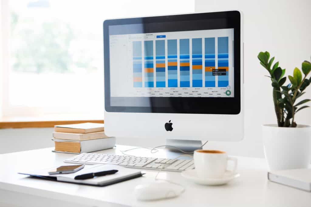A white computer screen with a graph on it.