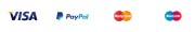 Visa paypal logos on a pink background.